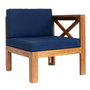 TOPMAX Outdoor 5-Piece Wood Sectional Patio Sofa Set with Blue Cushions by HouseOfZazla