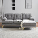 83" Modern Sectional Sofas Couches Velvet L Shaped Couches for Living Room, Bedroom, Light Grey