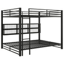 Queen Over Queen Bunk Bed With Storage Cabinets And LED Sturdy Frame, 6 Storage Units, Adjustable LED Lights - Black by Unique Piece Furniture