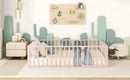 Metal Floor Bed Frame With Fence And Door by HouseOfZazla