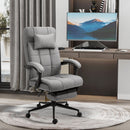 Vinsetto - Executive Linen-Feel Fabric Office Chair High Back Swivel Task Chair With Adjustable Height Upholstered Retractable Footrest, Headrest And Padded Armrest - Light Gray by HouseOfZazla