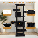 68in Multi-Level Cat Tree Tower with Hammocks & Scratching Posts