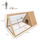 46" x 24" Wooden A-Frame Outdoor Rabbit Cage Small Animal Hutch with Outside Run & Ventilating Wire, Yellow