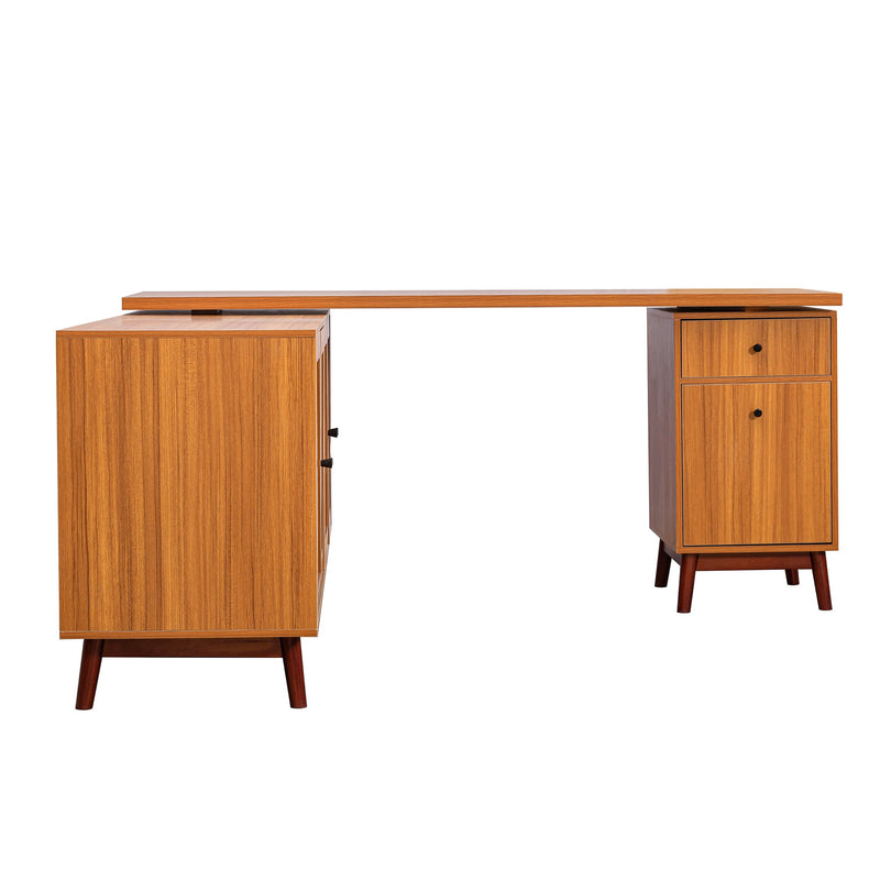 Walker Edison | Modern L-shaped 66" Desk with Storage