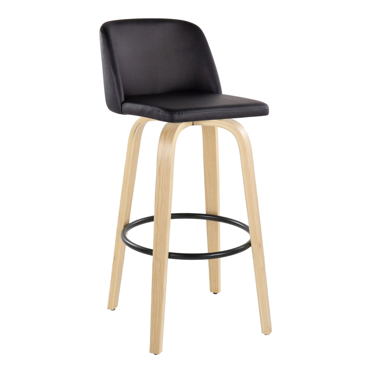Toriano - Contemporary Fixed Height Barstool Swivel And Round Footrest (Set of 2), photo 10 of 12
