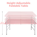 4ft Pink Portable Folding Table Indoor&Outdoor Maximum Weight 135KG Foldable Table for Camping