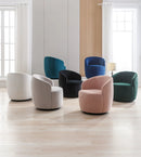 Swivel Accent Armchair Barrel Chair With Powder Coating Metal Ring by HouseOfZazla