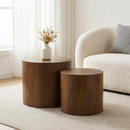 Nesting Coffee Table Set of 2, Modern Round Coffee Tables with Non-Slip Feet by HouseOfZazla