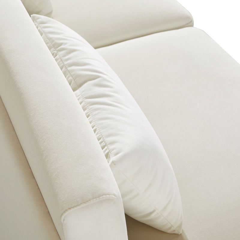 85.44" Modern Velvet Couch with Gold Legs,Upholstered Sofa for Living Room