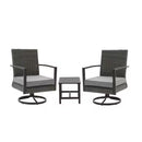 3 Piece Patio Furniture, Swivel Rocker Bistro Set With Side Table & Cushions For Porch - Gray by HouseOfZazla
