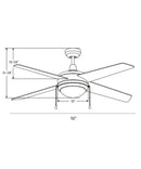 52" Europa IV 4-Blade Ceiling Fan Black Finish with Integrated LED Light by LampsUSA