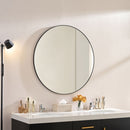 Wall Circular Framed Vanity Mirror For Bathroom, Living Room Decor - Black