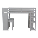 Loft Bed With Storage Drawers, Desk And Stairs With Shelves