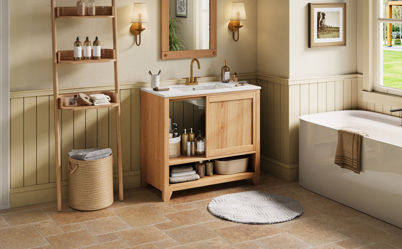 36" Bathroom Vanity with Ceramic Sink, photo 2 of 10