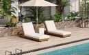 Outdoor Chaise Lounge Chair with 6-Position Adjustable Backrest,Acacia solid wood,TEAK COLOR