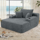 Convertible Chaise Lounge Sleeper Sofa with Cup Holders & Pillows