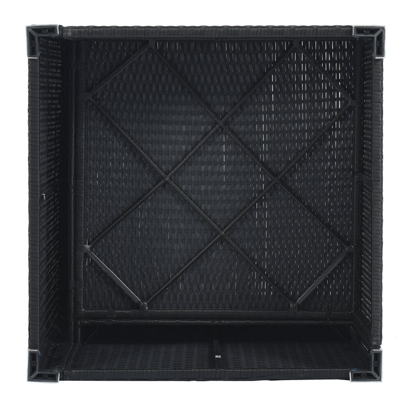 8-Pieces Outdoor Patio Furniture Sets, Garden Conversation Wicker Sofa Set, Single Sofa Combinable, Gray Cushions Black Wicker