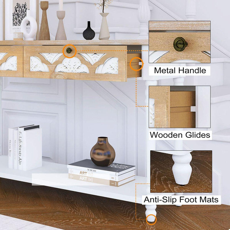 48 inch Long Console Table with 2 Drawers and 1 Bottom Shelf for Entryway Hallway Easy Assembly - Traditional Craftsmanship and Functionality Combined