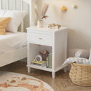 Nightstand With 1 Drawer and 1 Shelf - White