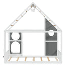 Twin House Bed with Slide, Ball Light Strip - Gray