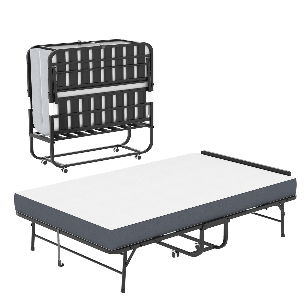 Twin Wide Folding Bed Memory Foam Adjustable Headboard
