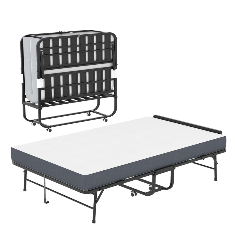 Twin Wide Folding Bed Memory Foam Adjustable Headboard