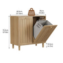 Sloping Laundry Basket With Removable Inner Bin, Concealed Storage Cabinet For Bathroom - Oak by HouseOfZazla