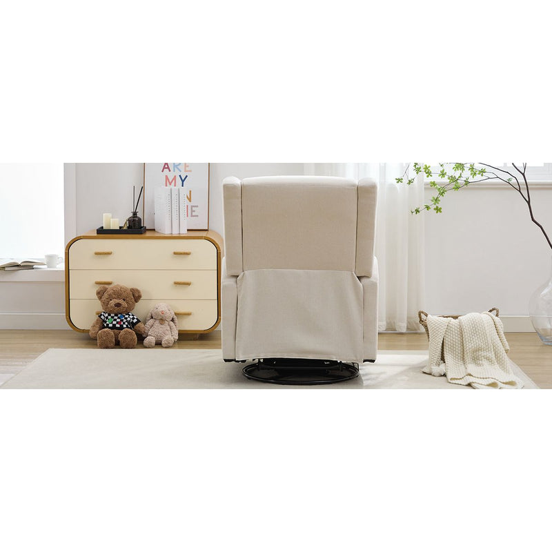 29.5'' Wide Wingback Swivel Rocker Recliner Chair, Glider Rocker Recliner, Rocking Chair Nursery for Living Room Bedroom Apartment,Linen,Beige