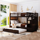 Twin Over Twin Bunk Bed With Twin Size Trundle And 3 Storage Stairs - Espresso by HouseOfZazla