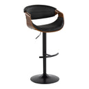 Symphony - Mid-Century Modern Adjustable Barstool With Swivel With Rounded T Footrest (Set of 2) - Black / Walnut / Black by HouseOfZazla