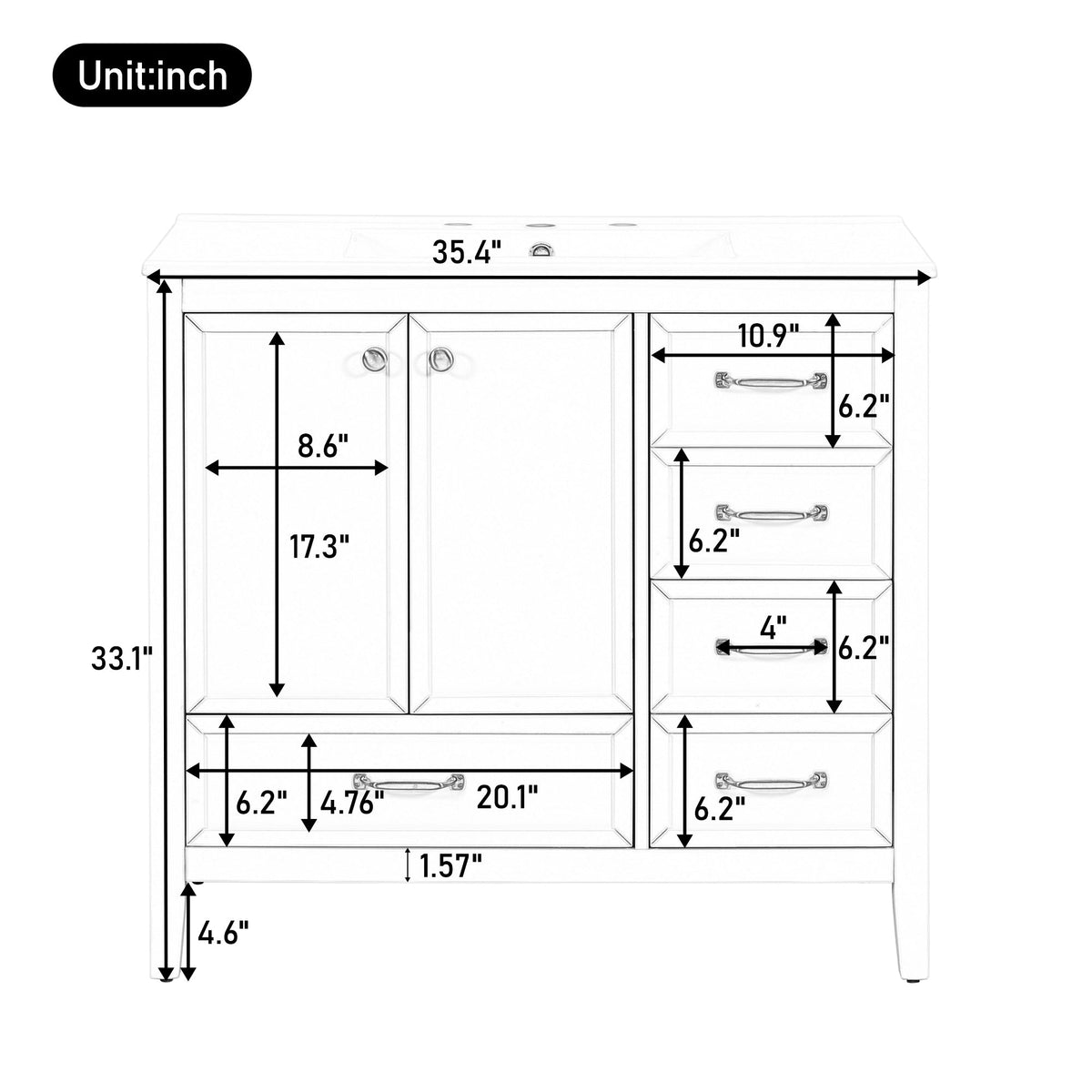 36" Bathroom Vanity with Sink, photo 9 of 10