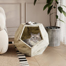 25.98" Shaped Modern Pet Furniture Cat Kennel Side Table MDF Multi-Purpose Furniture, Colored Flower Oak