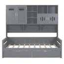 Daybed With All-In-One Cabinet And Shelf