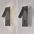 GobekUsa Black Brass LED Wall Lamp with USB Port & Switch - 3W Spotlight for Bedroom