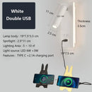 GobekUsa Black Brass LED Wall Lamp with USB Port & Switch - 3W Spotlight for Bedroom
