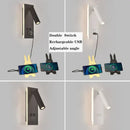 GobekUsa Black Brass LED Wall Lamp with USB Port & Switch - 3W Spotlight for Bedroom