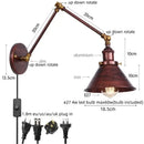 GobekUsa Gold Long Arm LED Wall Sconce with Pull Chain Switch