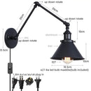 GobekUsa Gold Long Arm LED Wall Sconce with Pull Chain Switch