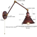 GobekUsa Gold Long Arm LED Wall Sconce with Pull Chain Switch
