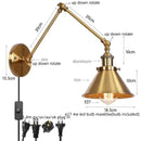 GobekUsa Gold Long Arm LED Wall Sconce with Pull Chain Switch