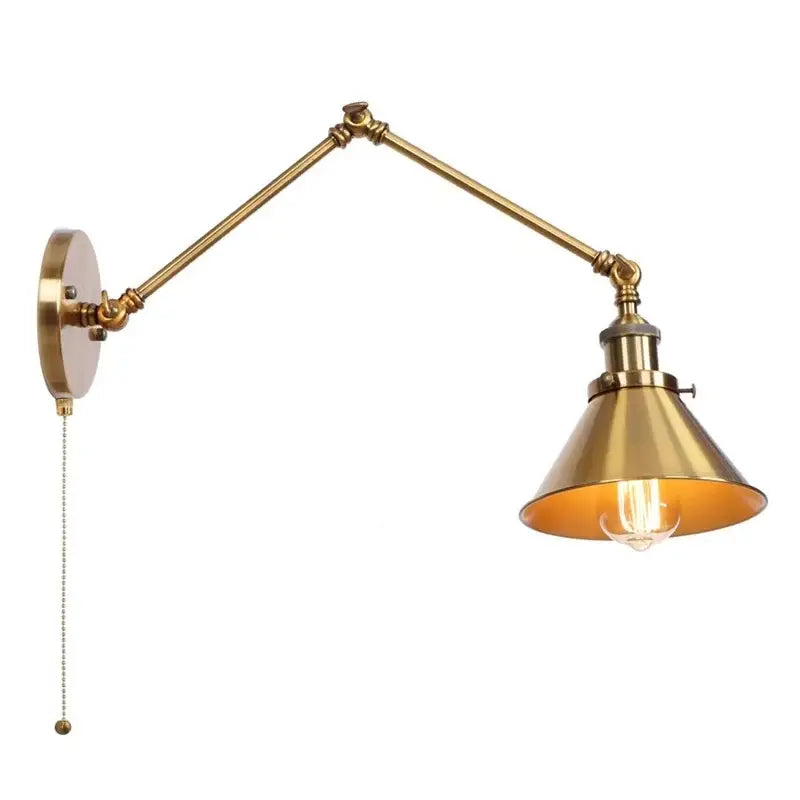 GobekUsa Gold Long Arm LED Wall Sconce with Pull Chain Switch, photo 3 of 21