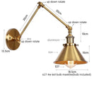 GobekUsa Gold Long Arm LED Wall Sconce with Pull Chain Switch