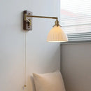 GobekUsa Copper Arm LED Wall Sconce Switch Light, Adjustable Lampshade, Pull Chain, Beside Lamp