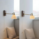 GobekUsa Copper Arm LED Wall Sconce Switch Light, Adjustable Lampshade, Pull Chain, Beside Lamp