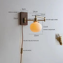 GobekUsa Copper Arm LED Wall Sconce Switch Light, Adjustable Lampshade, Pull Chain, Beside Lamp