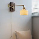 GobekUsa Copper Arm LED Wall Sconce Switch Light, Adjustable Lampshade, Pull Chain, Beside Lamp