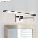 GobekUsa Adjustable LED Vanity Sconce with Metallic Mini Cylinder and Round/Square Backplate in Silver - Warm/White Lighting