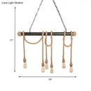GobekUsa Adjustable Rope Exposed Island Light - Retro Industrial 5/6-Light - Beige/Light Yellow