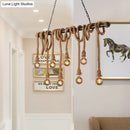 GobekUsa Adjustable Rope Exposed Island Light - Retro Industrial 5/6-Light - Beige/Light Yellow