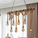 GobekUsa Adjustable Rope Exposed Island Light - Retro Industrial 5/6-Light - Beige/Light Yellow